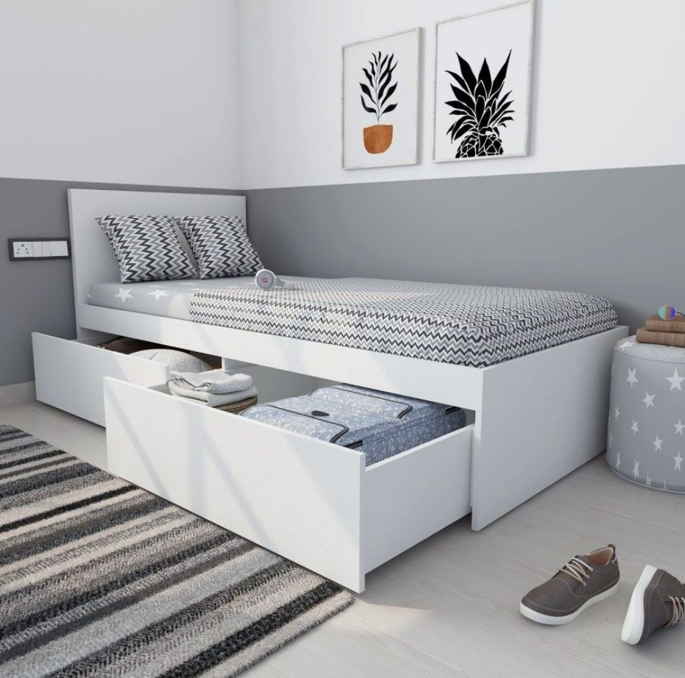 White Storage Bed with Large Drawers