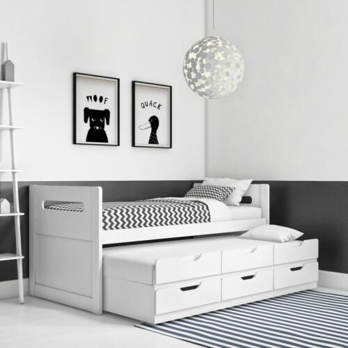 White Trundle Bed with Storage Drawers
